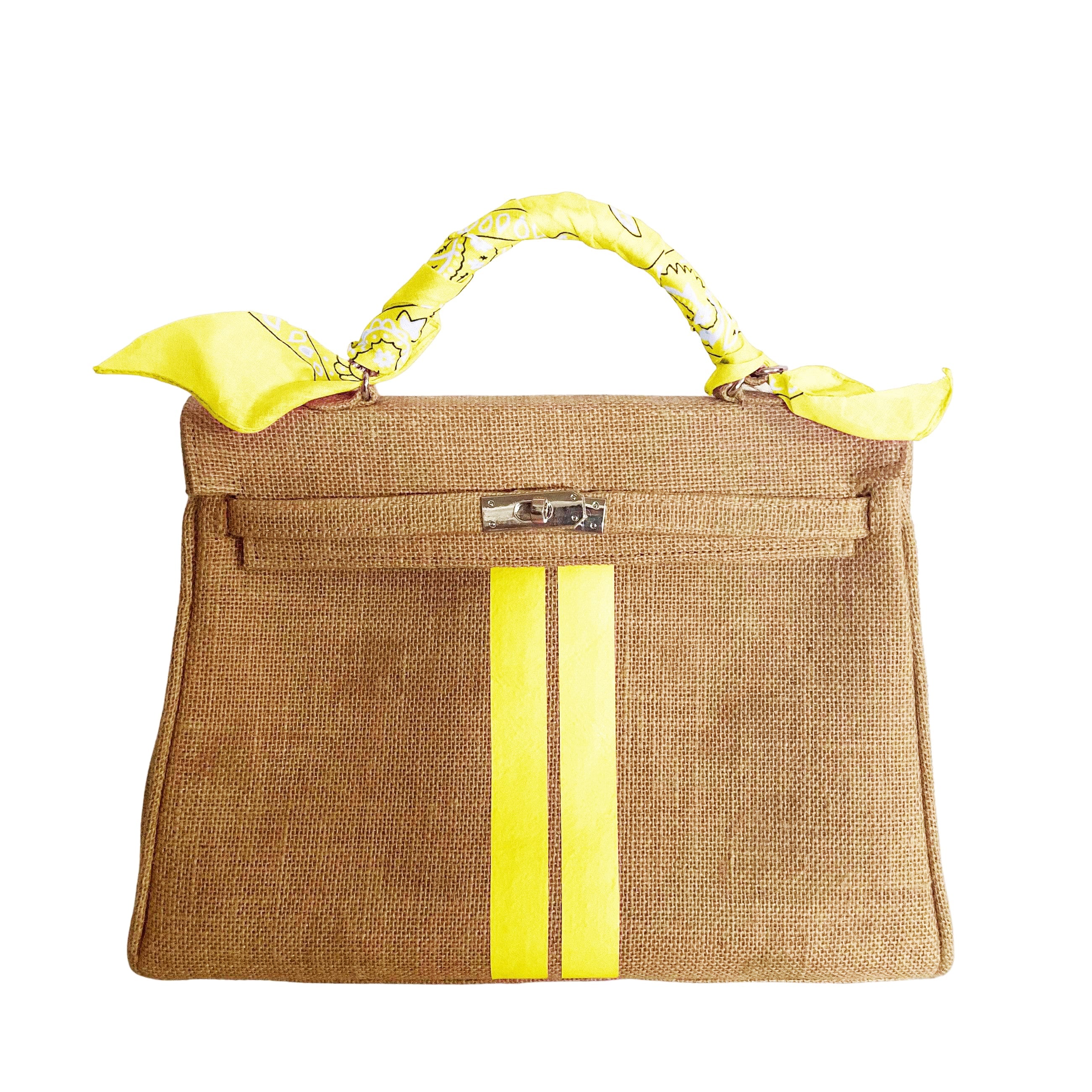 24H Kelly Style Jute Handbag with Stripes-Museo Factory-MyTindy