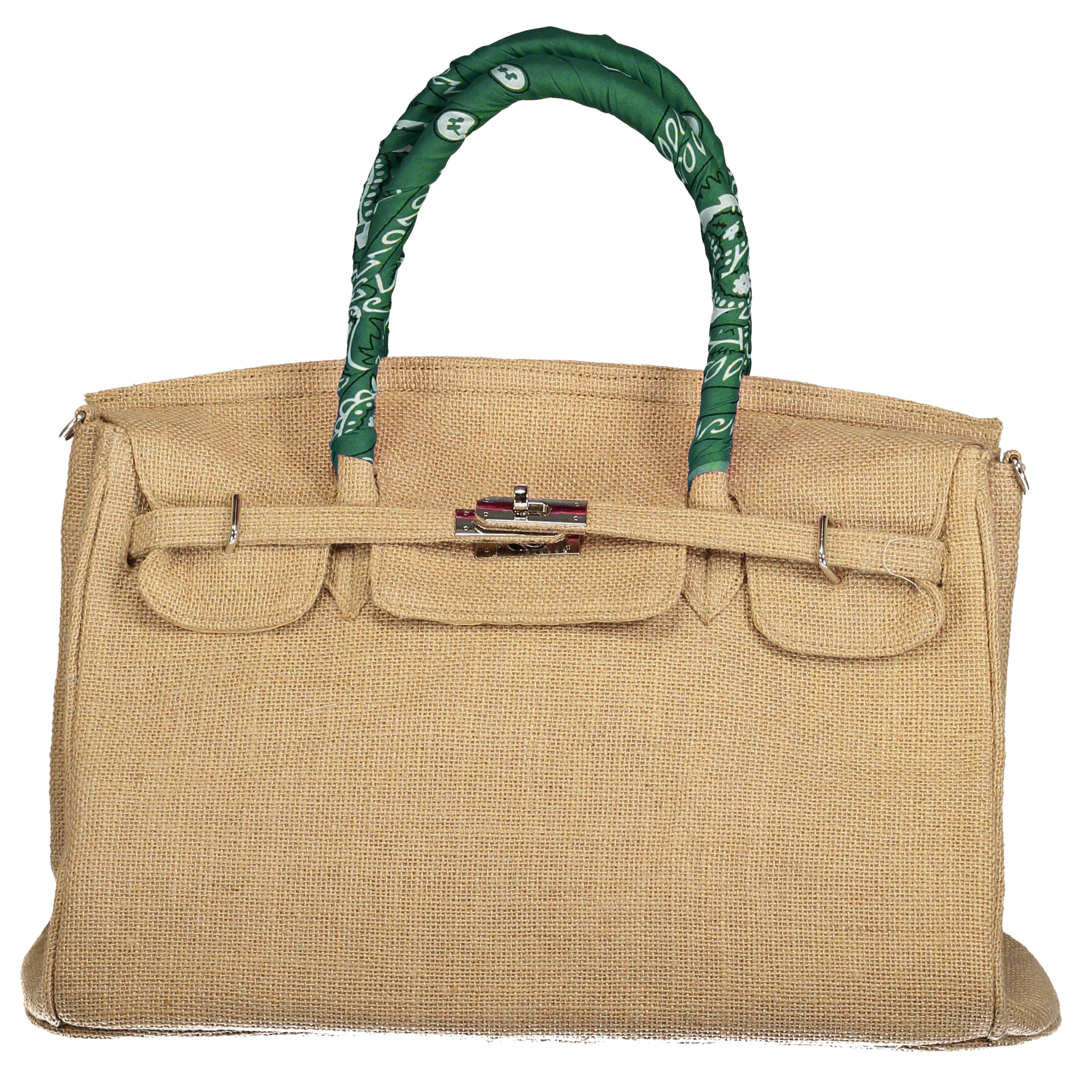 Lalo Tote — Jute + Green Bandana