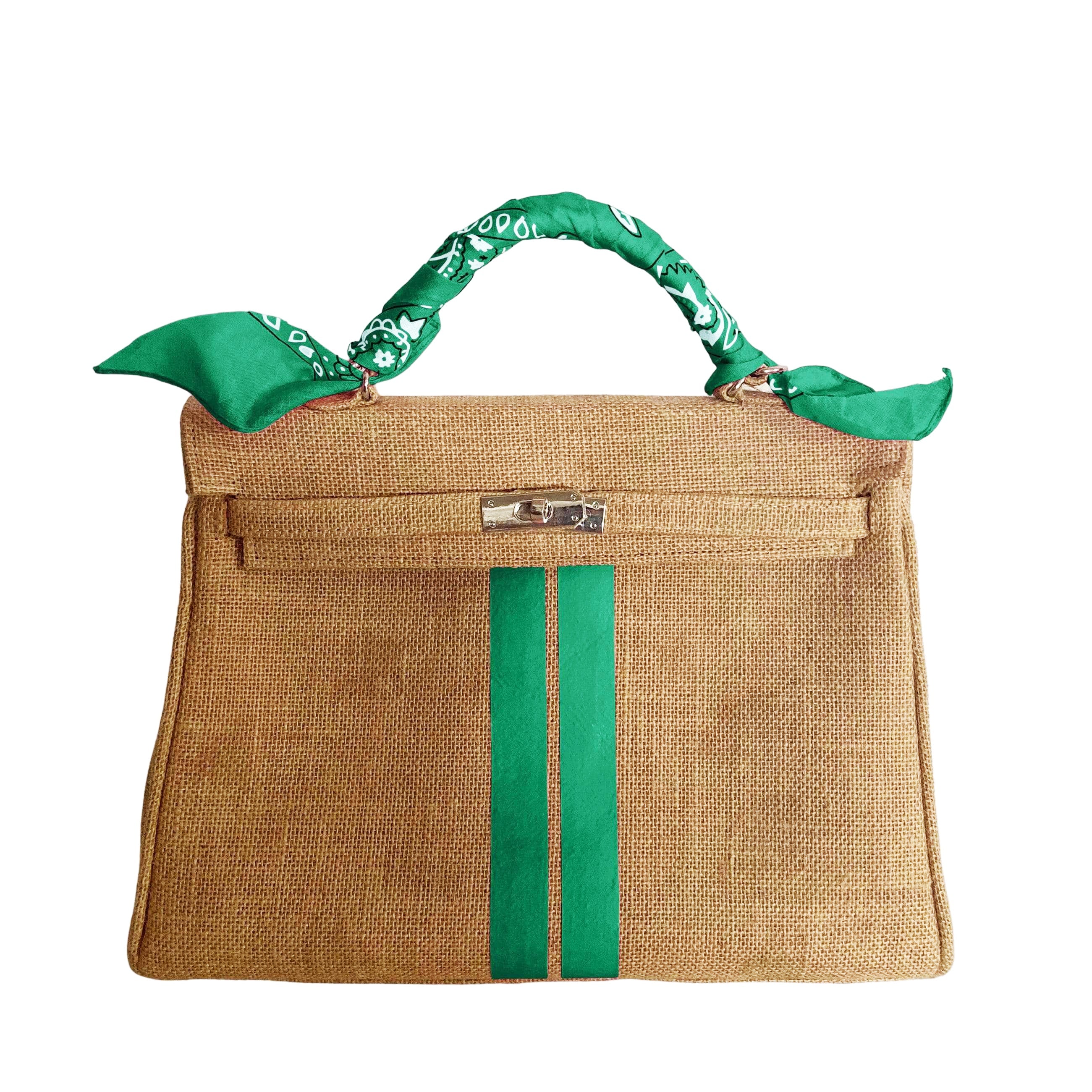 24H Kelly Style Jute Handbag with Stripes-Museo Factory-MyTindy