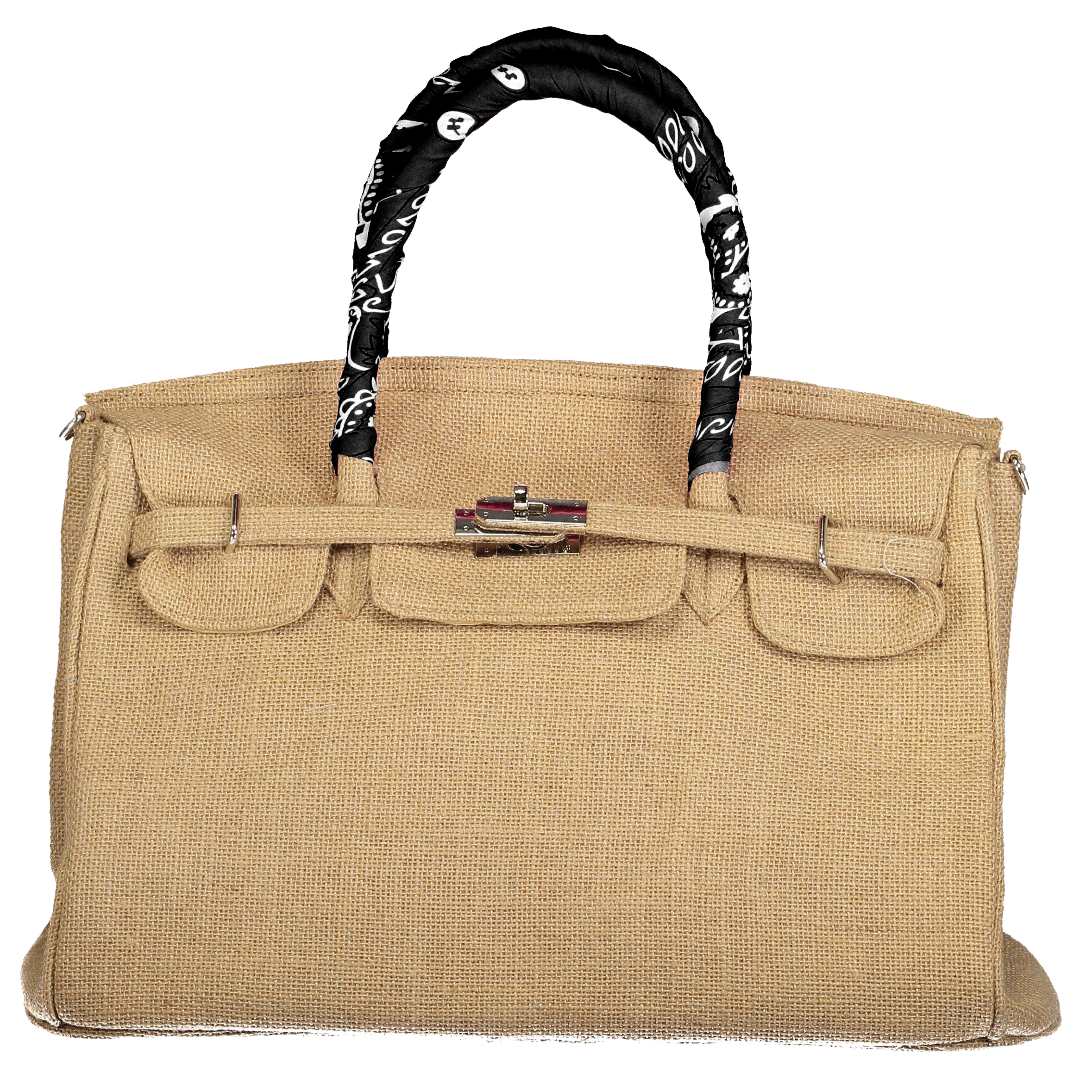 Lalo Tote — Jute + Black Bandana
