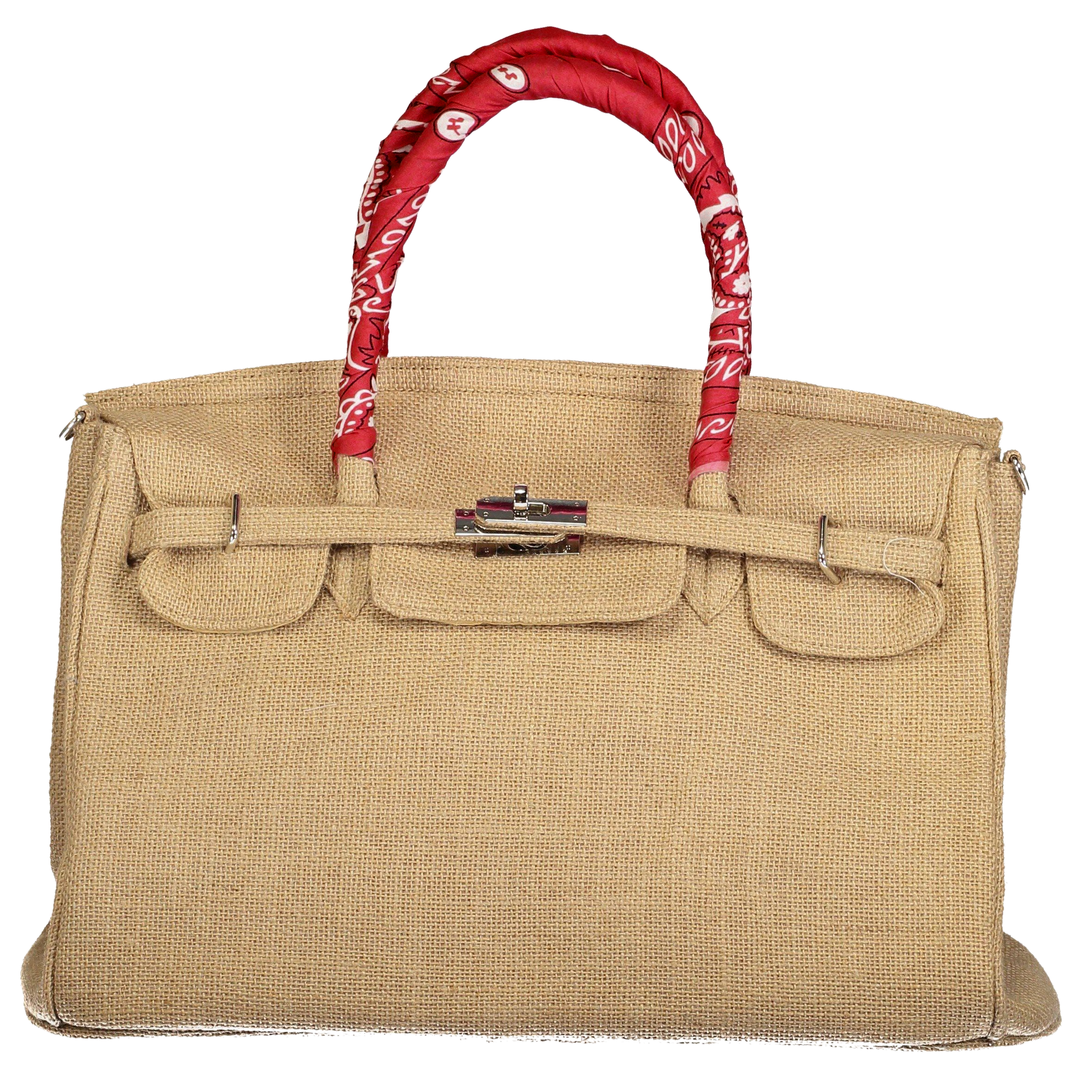 Lalo Tote — Jute + Red Bandana