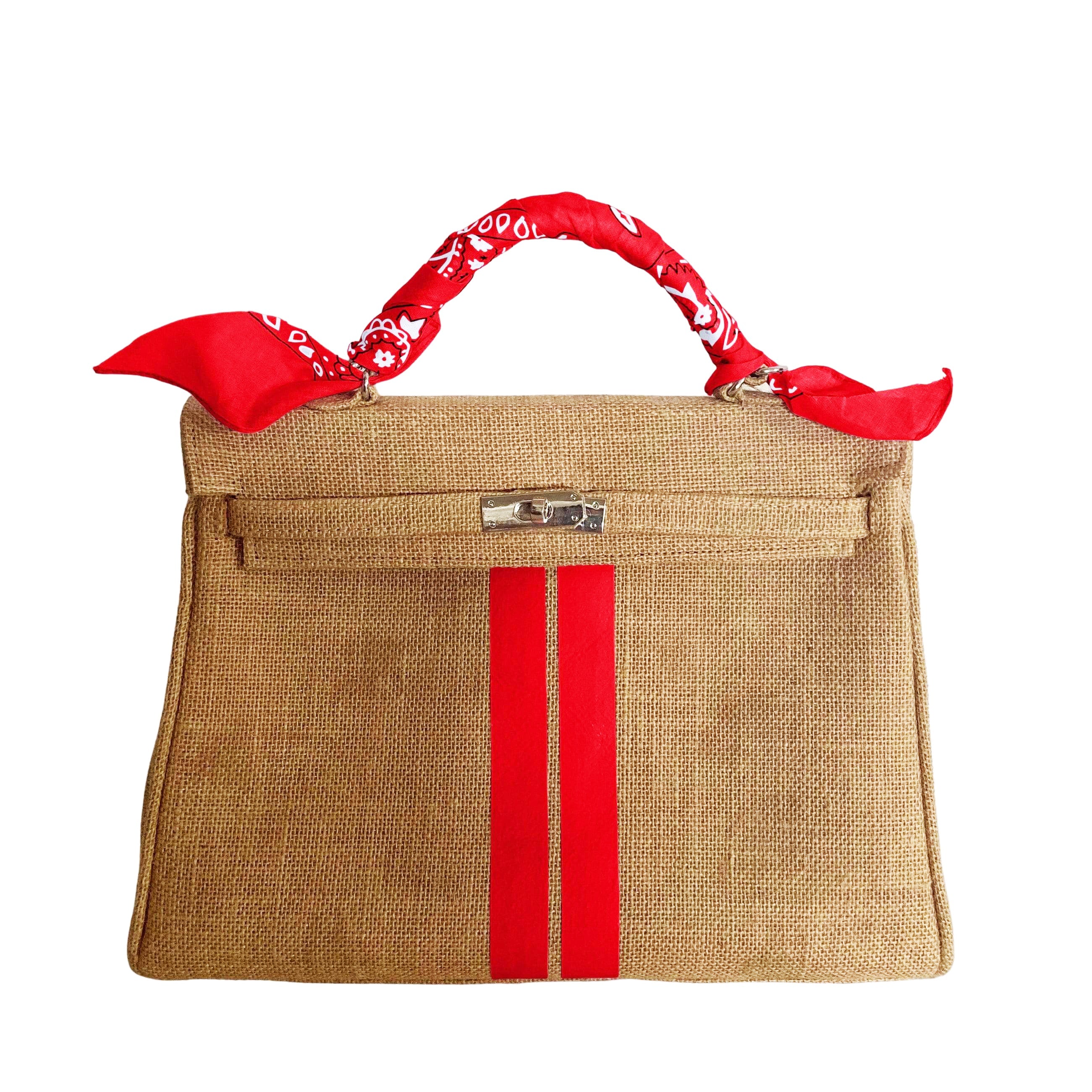 24H Kelly Style Jute Handbag with Stripes-Museo Factory-MyTindy