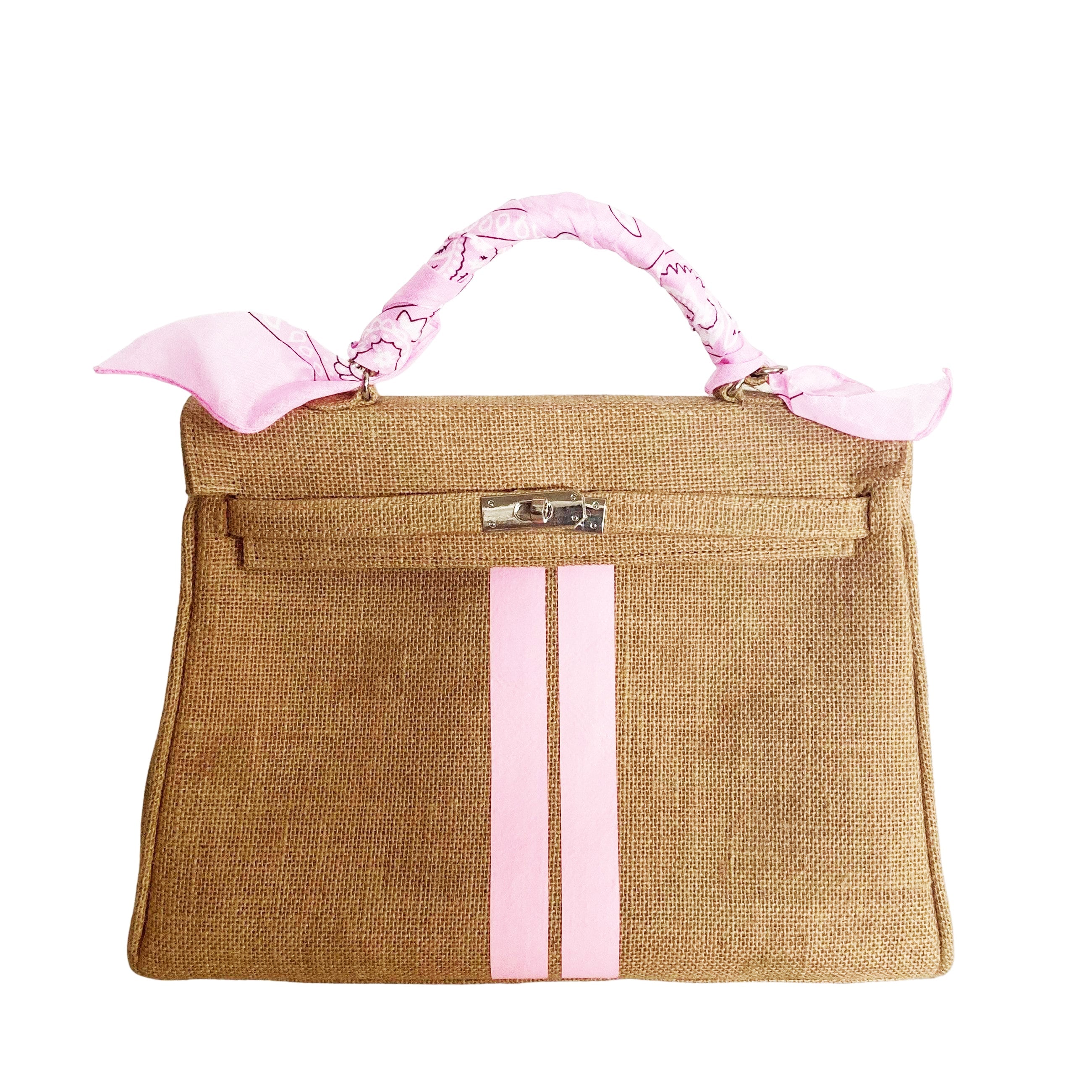 24H Kelly Style Jute Handbag with Stripes-Museo Factory-MyTindy