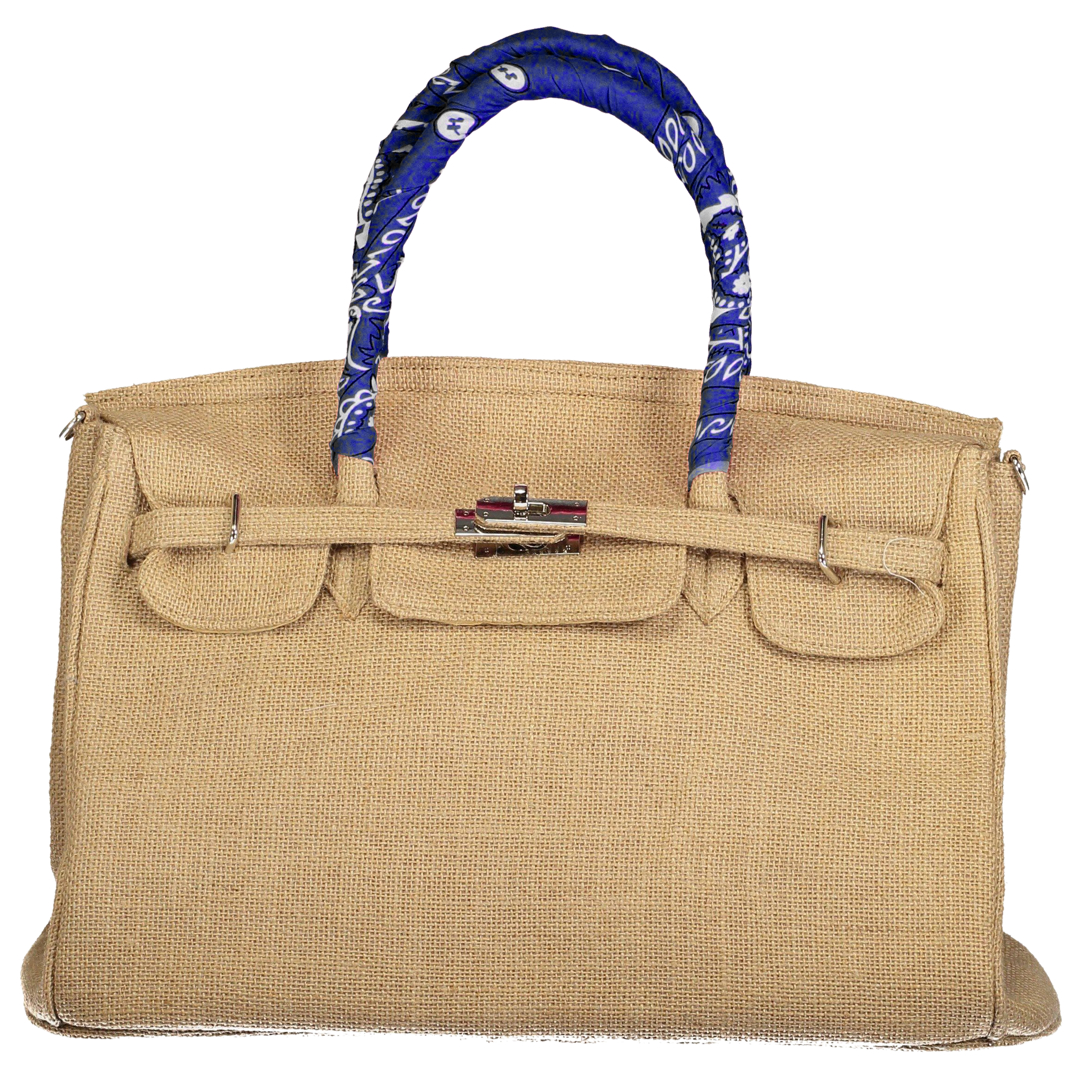 Lalo Tote — Jute + Blue Bandana