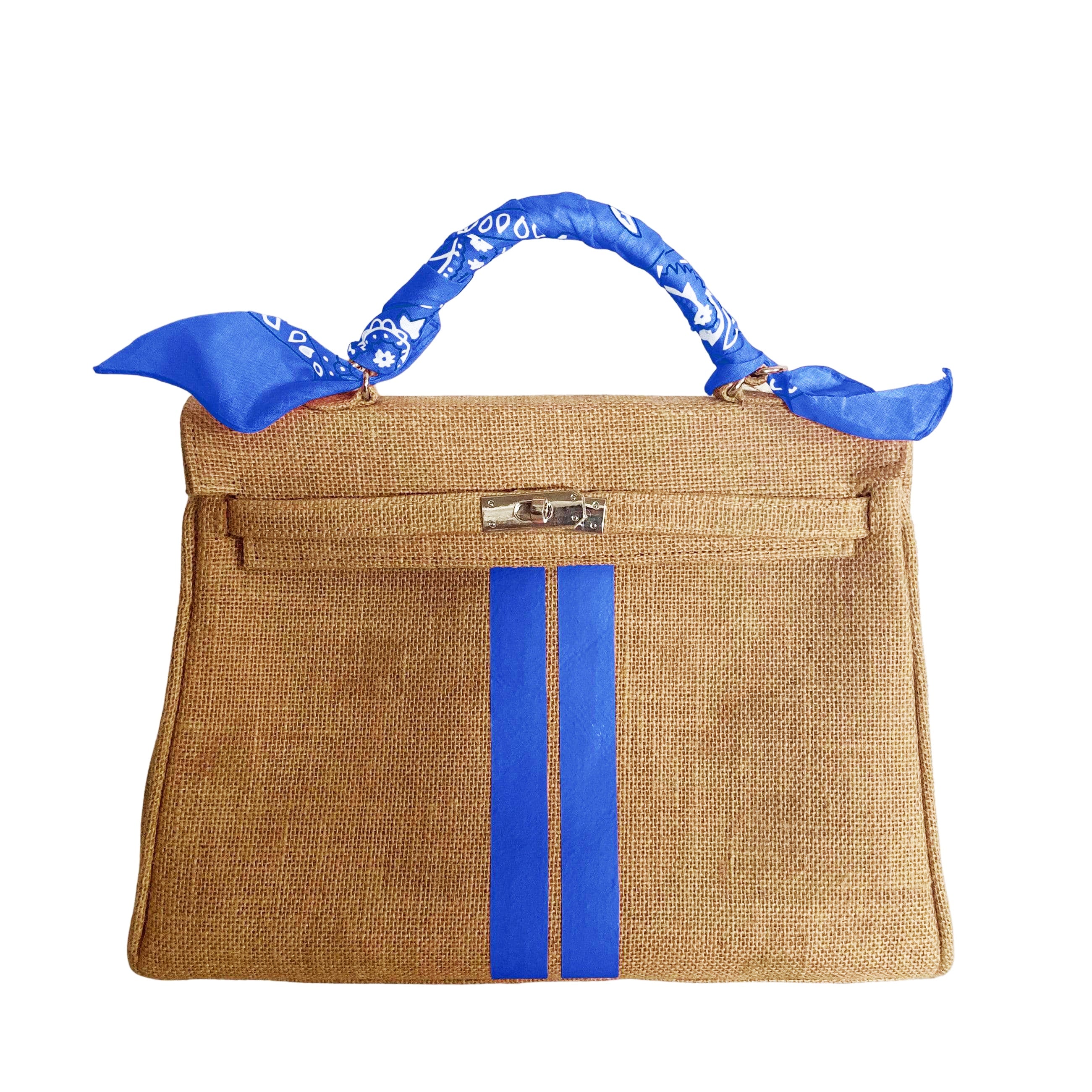 24H Kelly Style Jute Handbag with Stripes-Museo Factory-MyTindy