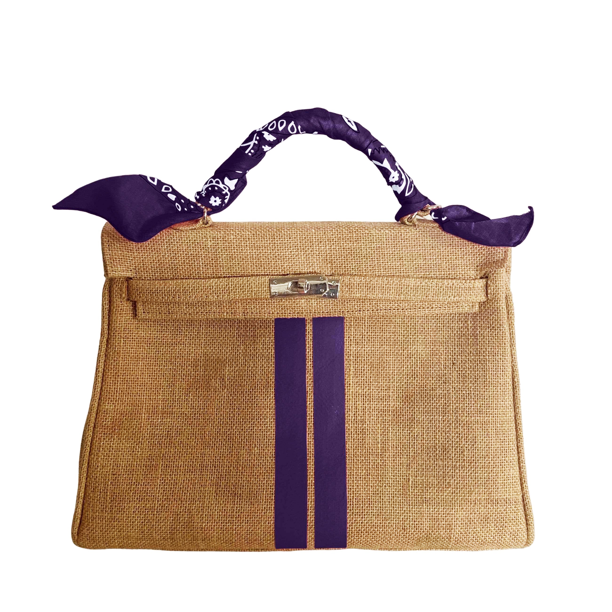 24H Kelly Style Jute Handbag with Stripes-Museo Factory-MyTindy