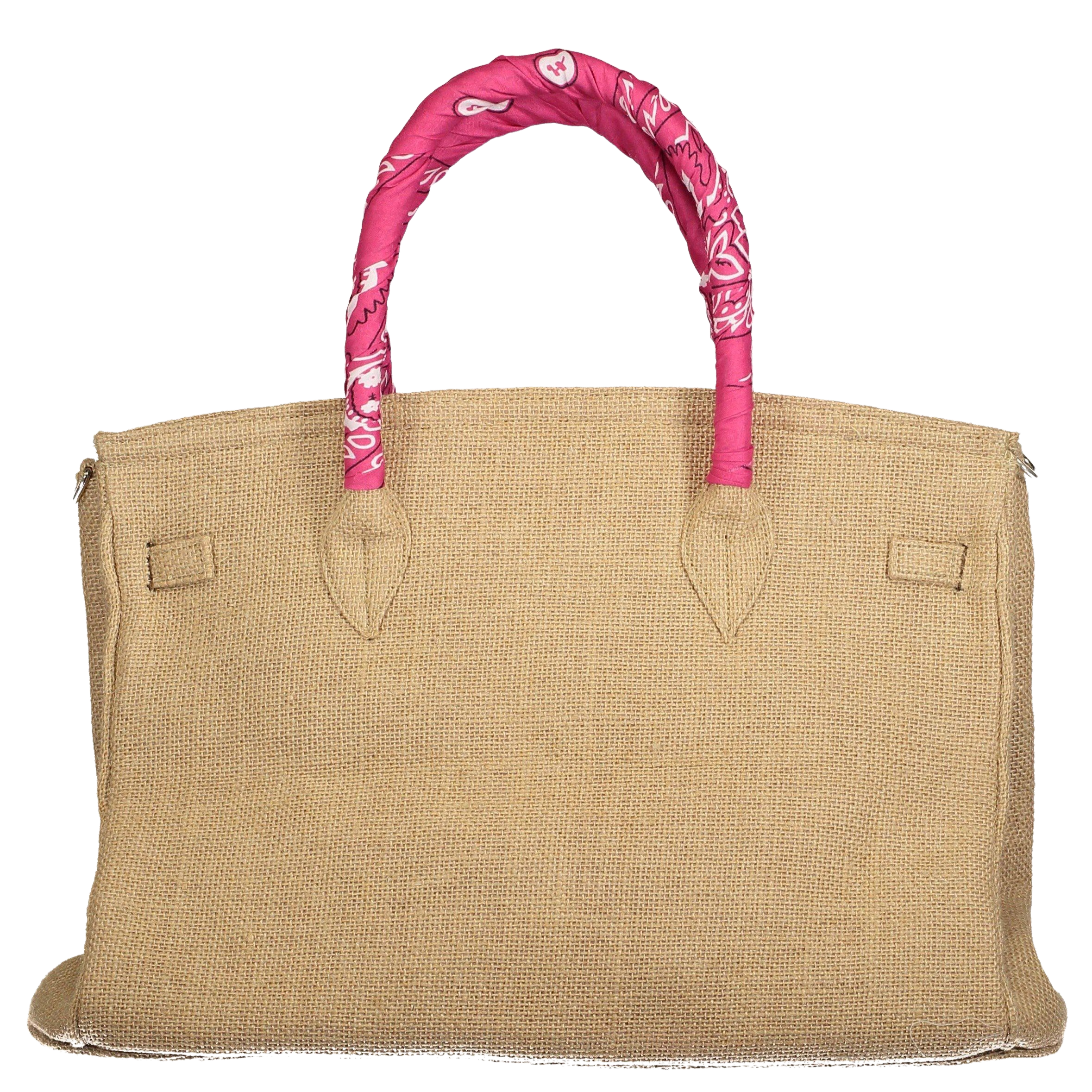 Lalo Tote — Jute + Fuschia Bandana