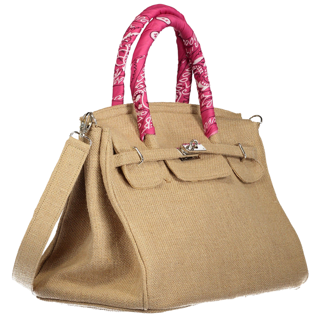 Lalo Tote — Jute + Fuschia Bandana