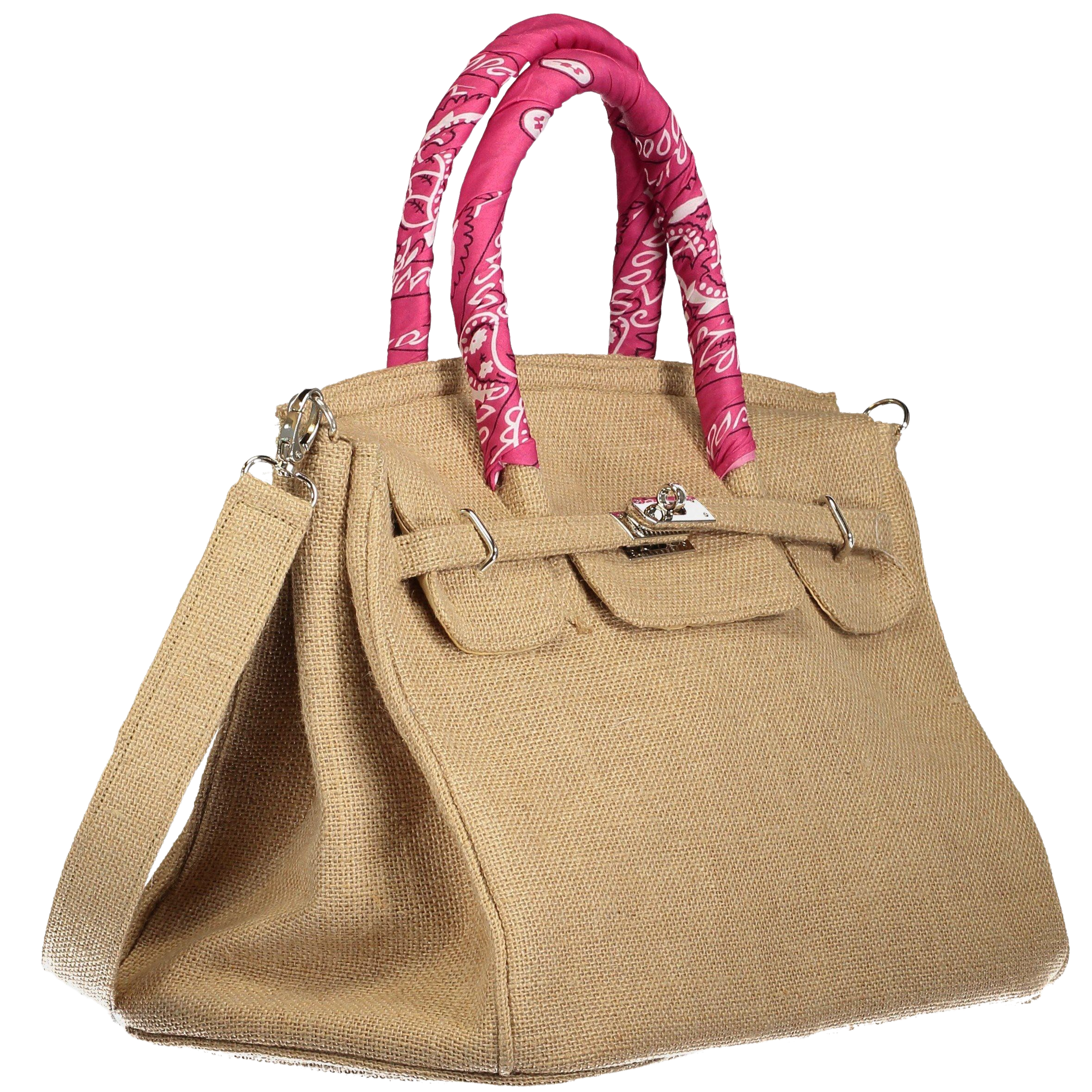 Lalo Tote — Jute + Fuschia Bandana