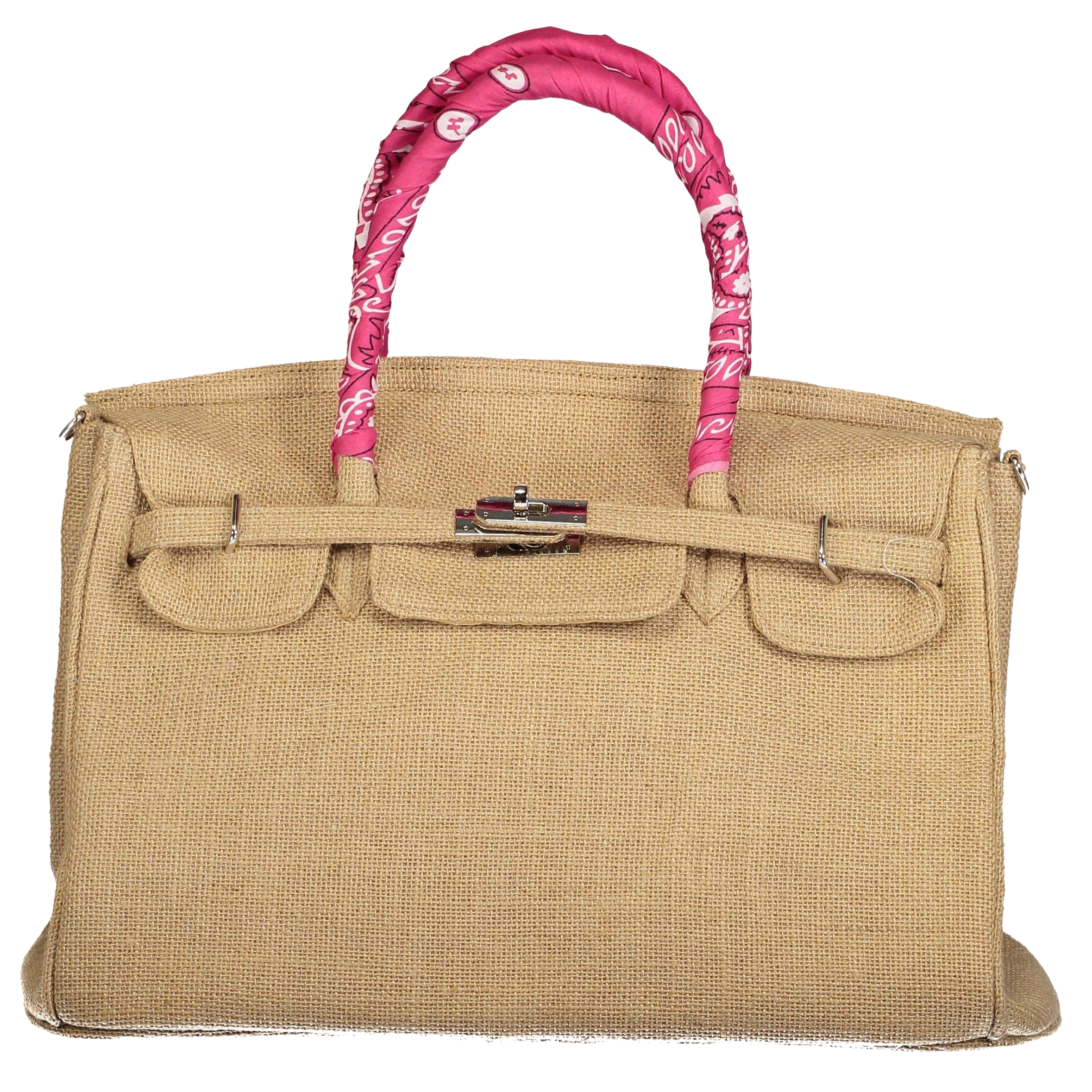 Lalo Tote — Jute + Fuschia Bandana