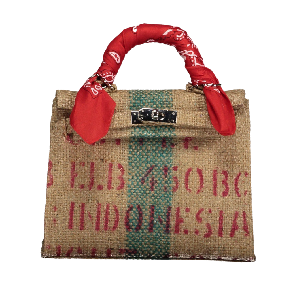 LOLA Red Coffee Jute Handbag
