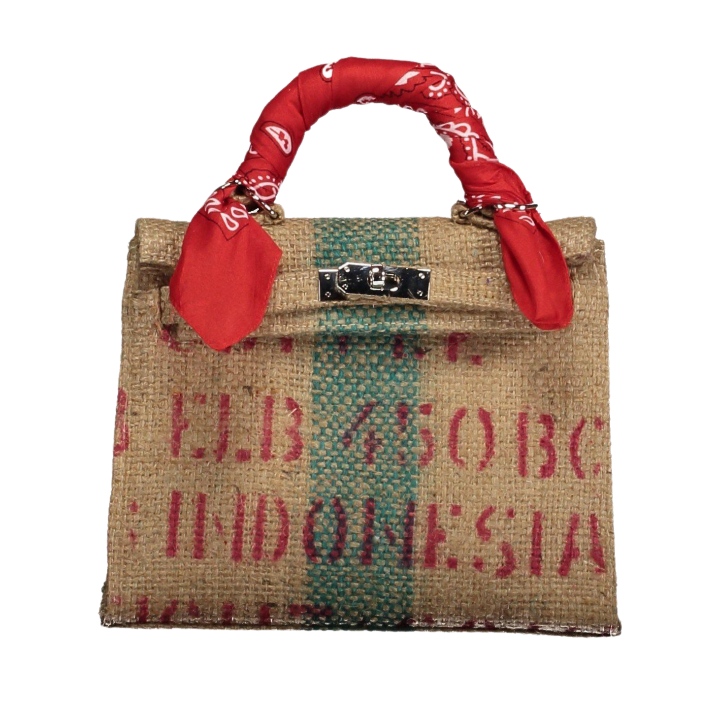 LOLA Red Coffee Jute Handbag