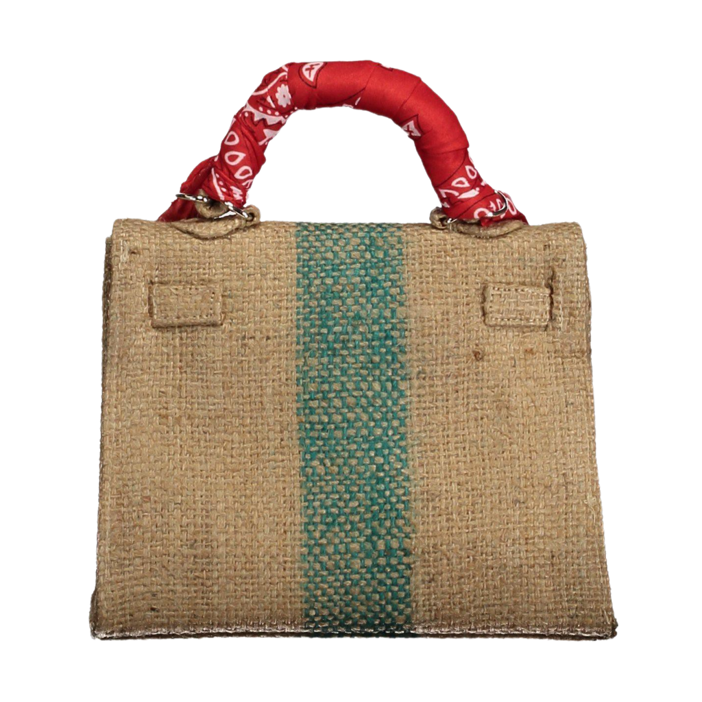 LOLA Red Coffee Jute Handbag