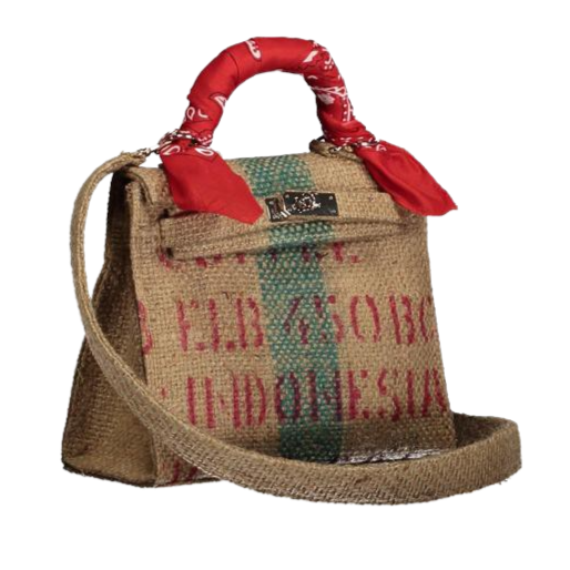 LOLA Red Coffee Jute Handbag