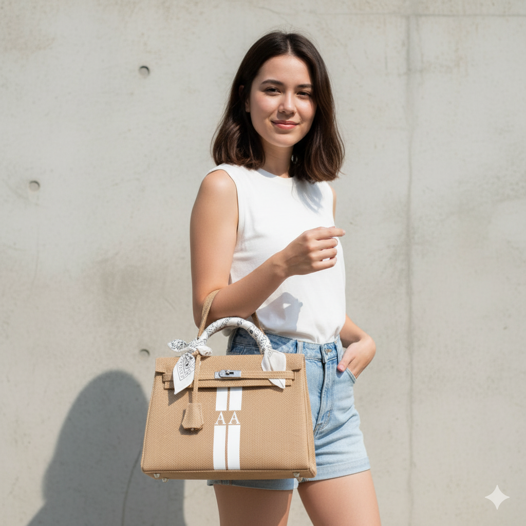 LOLA 24H Jute Handbag with Initials