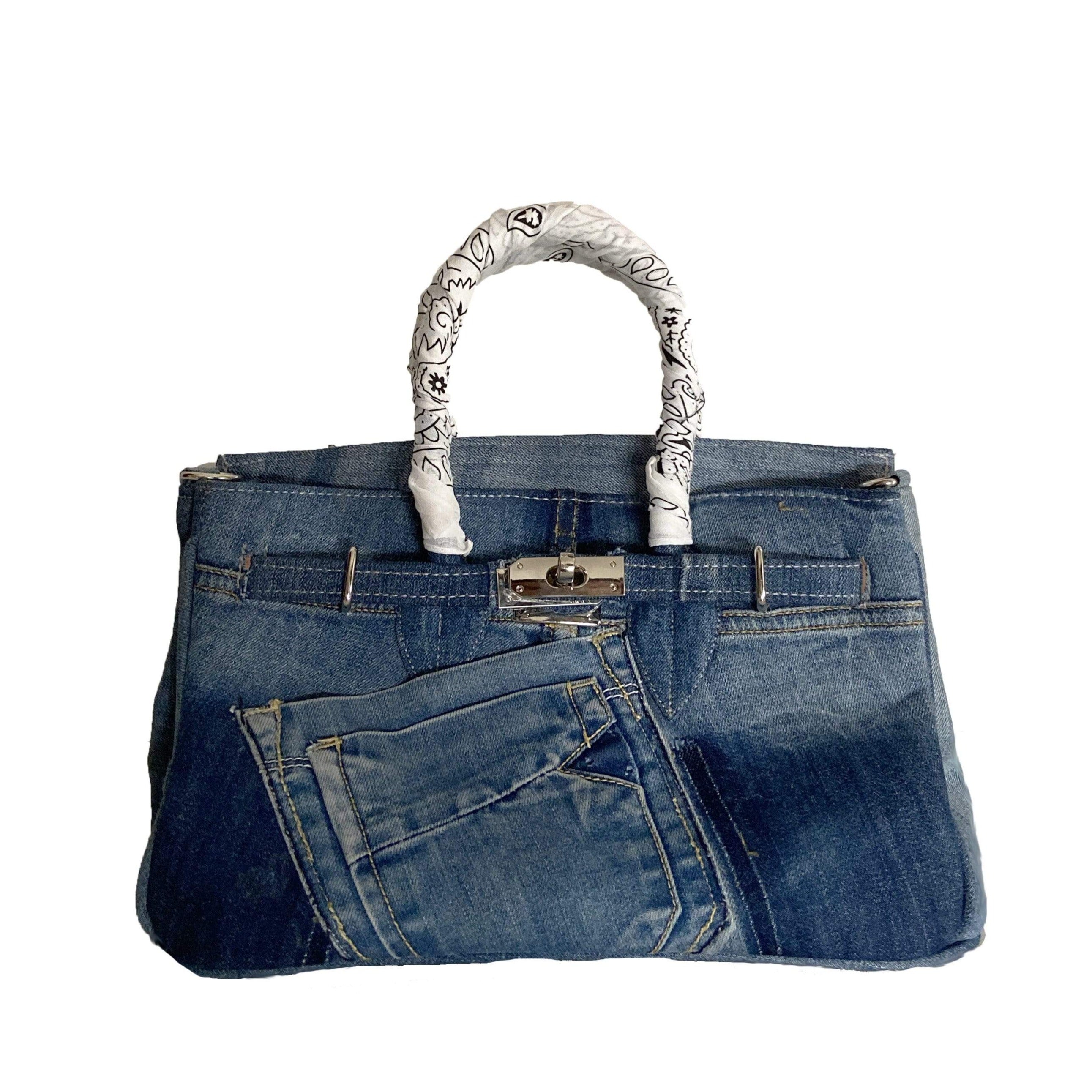 Lalo Tote — Denim + White Scarf