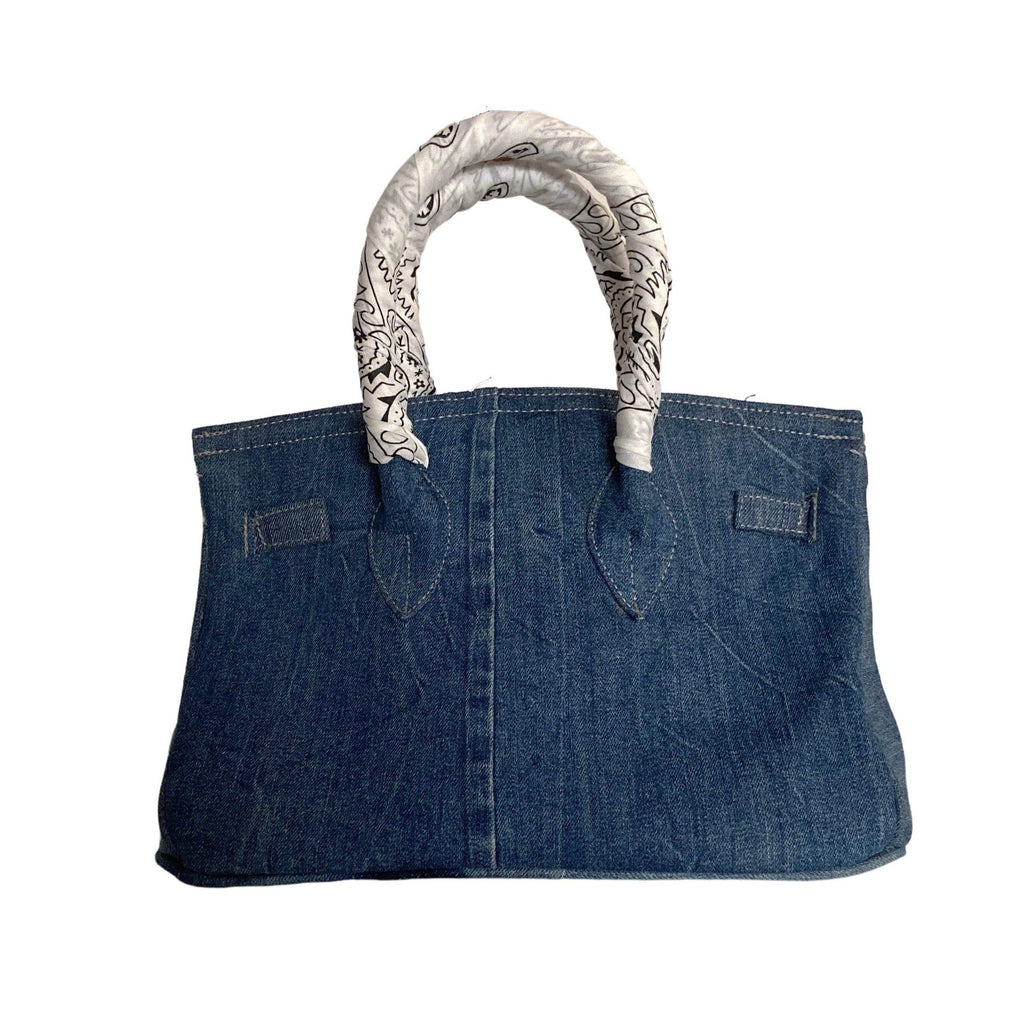 Lalo Tote — Denim + White Scarf