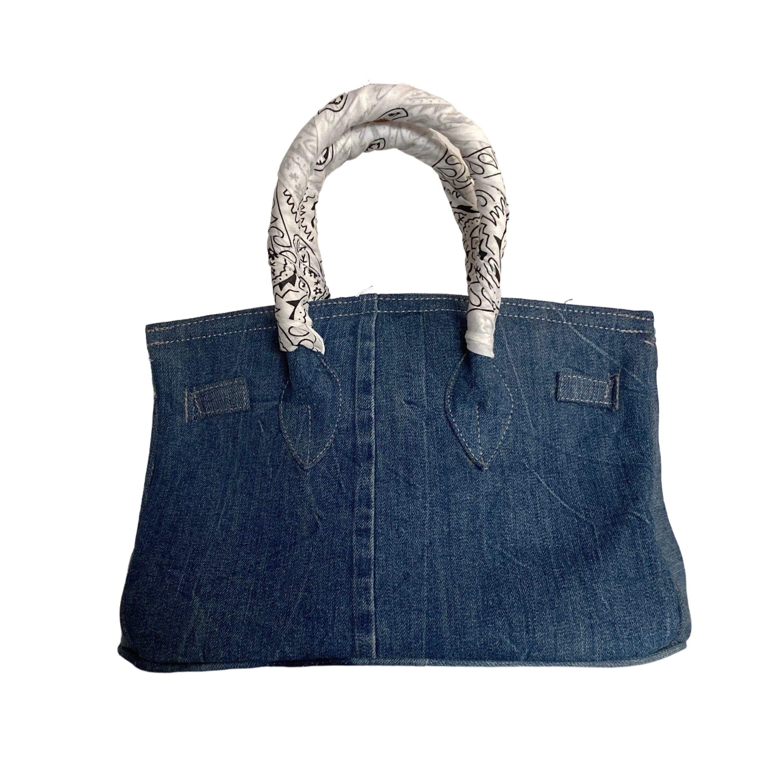 Lalo Tote — Denim + White Scarf