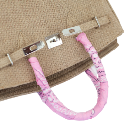Lalo Tote — Jute + Pink Bandana