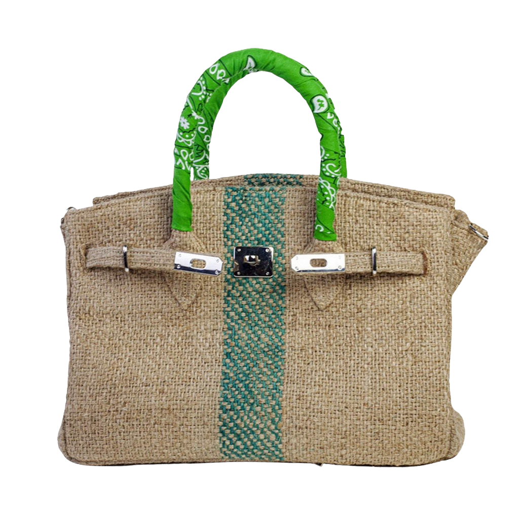 LALO Green Coffee Jute Handbag