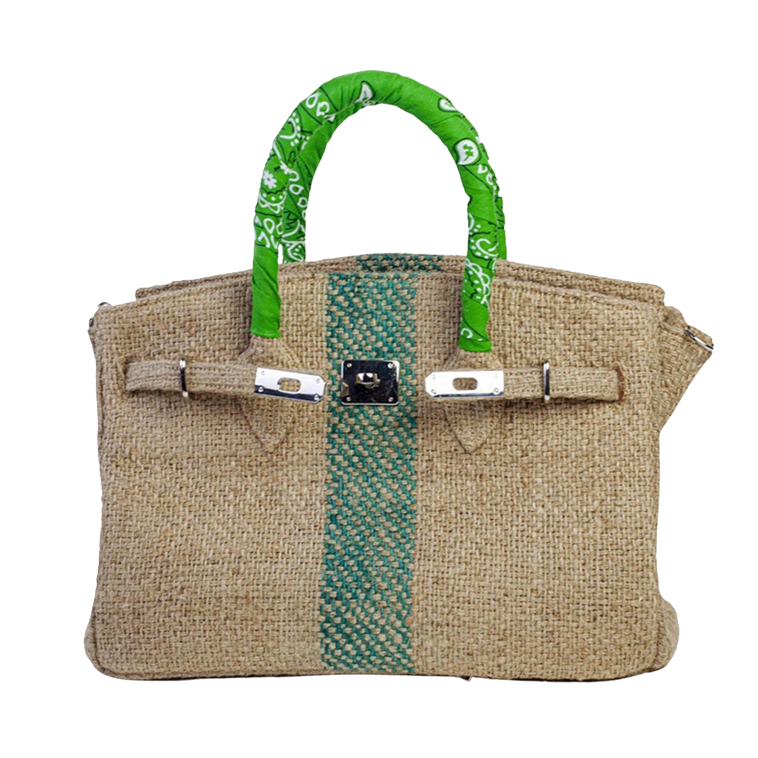 LALO Green Coffee Jute Handbag