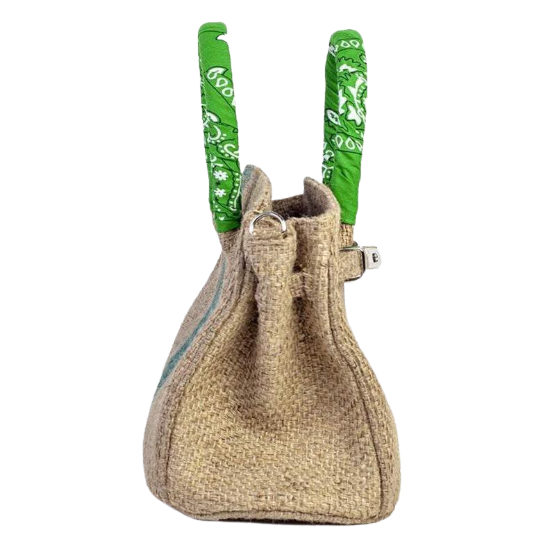 LALO Green Coffee Jute Handbag