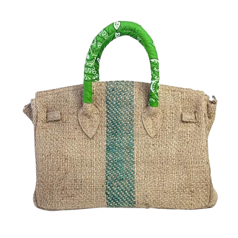 LALO Green Coffee Jute Handbag