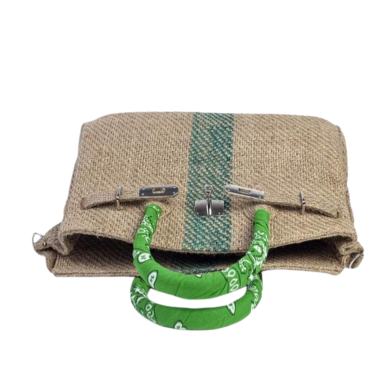LALO Green Coffee Jute Handbag